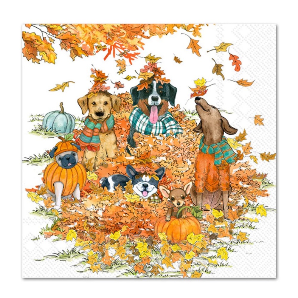Dogs nwt Decorative cocktail Napkins autumn pack of 40 12.5”